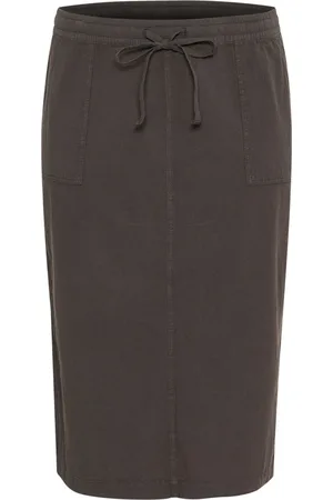 Kaffe Rokken, Dames, Bruin, 2Xl, Katoen, Zwarte Oester Rok met spleten