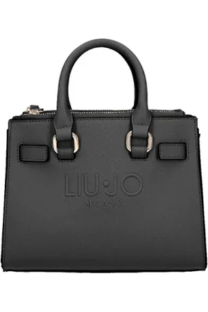 Liu Jo Tassen, Dames, Zwart, ONE Size, Leer, Zwarte Shopper Tas met Gouden Details
