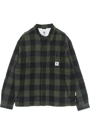 Element Overhemden, Heren, Groen, M, Katoen, Bosnacht Sherpa Gevoerde Flanellen Shirt