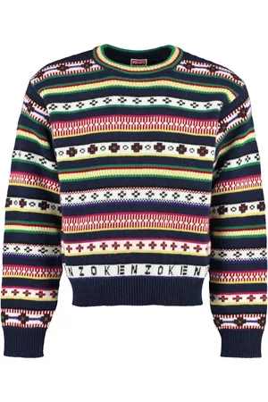 Kenzo Truien, Heren, Veelkleurig, S, Wol, Geribbelde Gebreide Wollen Trui