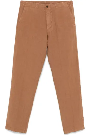 corneliani Broeken, Heren, Oranje, M, Linnen, Linnen broek met zij- en achterzakken
