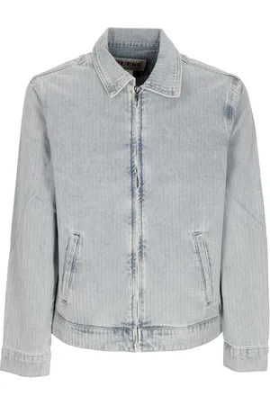 Guess Jassen, Heren, Blauw, L, Denim, Herringbone Denim Jack Vintage Stijl