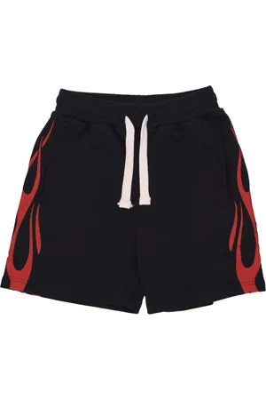 Vision Of Super Korte broeken, Heren, Zwart, M, Katoen, Vlammenprint Zwart/Rode Shorts