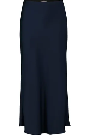Vera Mont Rokken, Dames, Blauw, M, Satijn, Elegante Satijnen Midi Rok