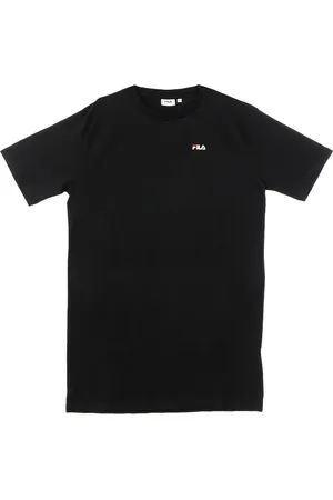 Fila Tops, Dames, Zwart, M, Katoen, Zwart Tee Jurk Korte Mouw