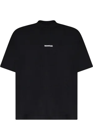 BONSAI Tops, Heren, Zwart, M, Katoen, Zwarte katoenen T-shirt met voorlogo
