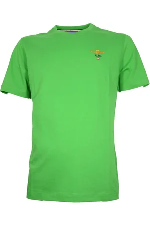 Aeronautica Militare Tops, Heren, Groen, M, Katoen, Groen Basic Katoenen Ronde Hals T-shirt