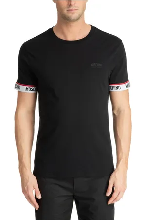 Moschino Tops, Heren, Zwart, L, Katoen, Effen Logo T-shirt