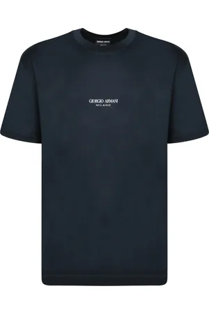 Giorgio Armani Tops, Heren, Blauw, S, Katoen, Blauw T-shirt met korte mouwen
