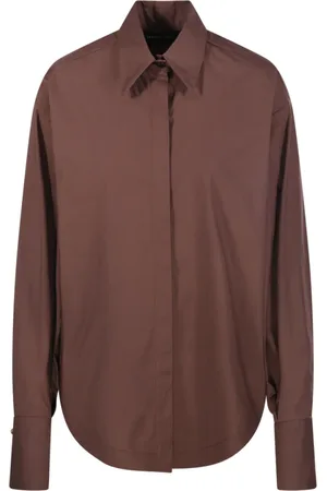 FEDERICA TOSI Blouses & Shirts, Dames, Bruin, 2Xs, Moka Overshirt