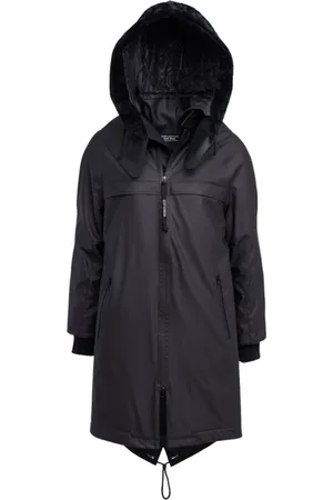 Stutterheim Mantels, unisex, Zwart, L, Leer, Waterdichte Fishtail Parka