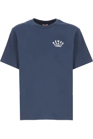 Kenzo Tops, Heren, Blauw, S, Katoen, Blauw katoenen T-shirt met geborduurd logo