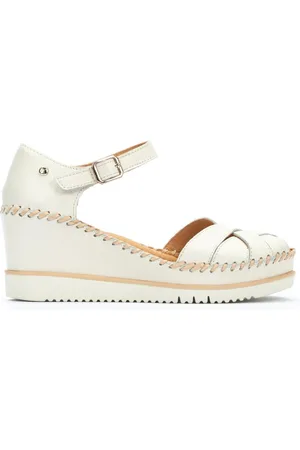 Pikolinos Schoenen, Dames, , 38 EU, Leer, Comfortabele hoge hak sandaal - Off White