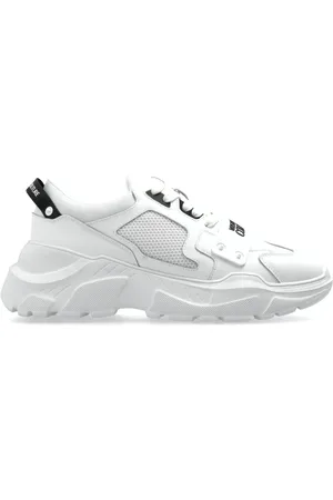 VERSACE Schoenen, Heren, Wit, 43 EU, Leer, Sneakers met bedrukt logo