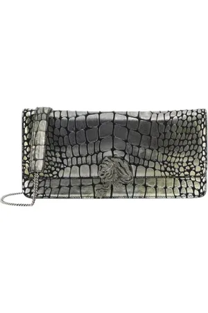 Roberto Cavalli Tassen, Dames, Grijs, ONE Size, Leer, Mini Roar Tas