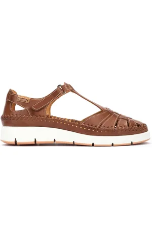 Pikolinos Schoenen, Dames, Bruin, 41 EU, Leer, Bruine leren sleehak sandaalcollectie