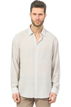 Armani Exchange Overhemden, Heren, Wit, L, Katoen, Witte All-Over Katoenen Overhemd