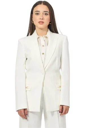 GAËLLE Jassen, Dames, Wit, L, Nylon, Witte jas met gouden accessoires