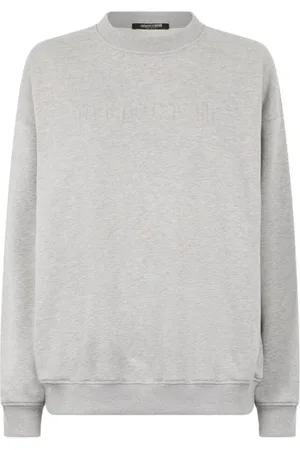 Roberto Cavalli Sweatshirts & Hoodies, Dames, Grijs, M, Katoen, Geborduurde Sweatshirt met Opstaande Kraag