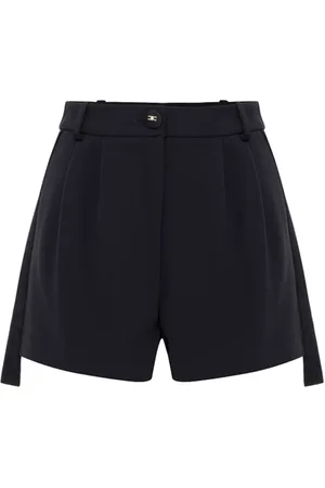 Elisabetta Franchi Korte broeken, Dames, Zwart, L, Polyester, Zwarte Smoking Stijl Shorts