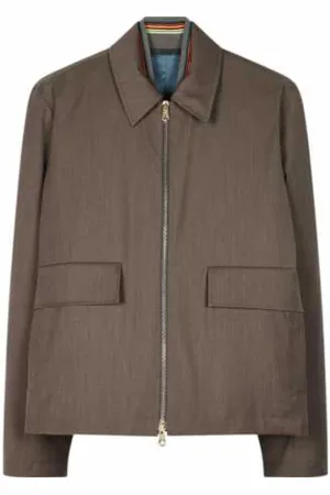 Paul Smith Jassen, Heren, Bruin, M, Wol, Taupe Storm System wollen jas
