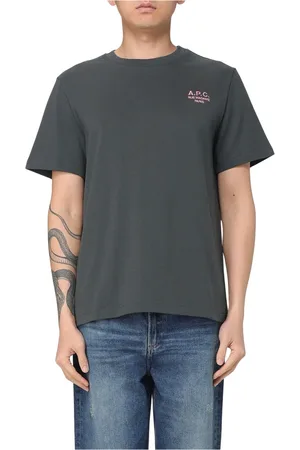 A.P.C. Tops, Heren, Groen, XS, Katoen, Biologisch Katoen T-Shirt Rue Madame