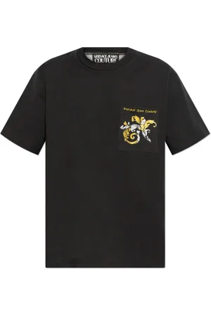 VERSACE Tops, Heren, Zwart, XL, Katoen, T-shirt met zak