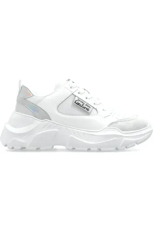 VERSACE Schoenen, Dames, Wit, 38 EU, Leer, Sneakers met logo