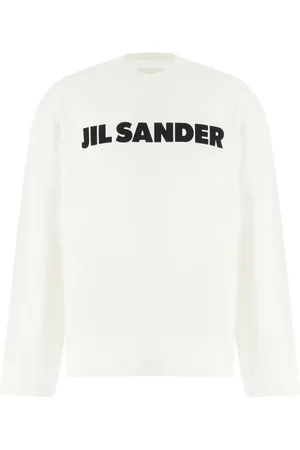 Jil Sander Tops, Heren, Wit, XL, Katoen, Logo Longsleeve T-shirt