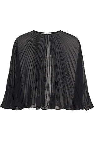Nensi Dojaka Blouses & Shirts, Dames, Zwart, M, Polyester, Zwarte Geplooide Korte Jas