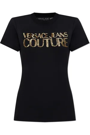 VERSACE Tops, Dames, Zwart, L, Pailletten, T-shirt met achteruitsnede