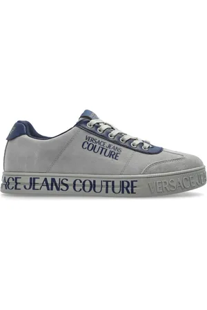 VERSACE Schoenen, Heren, Grijs, 43 EU, Leer, Sneakers met logo