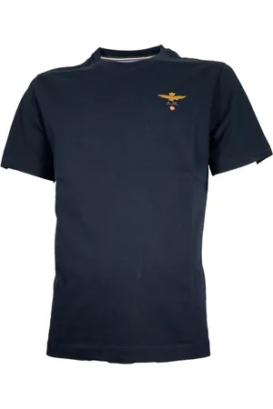 Aeronautica Militare Tops, Heren, Blauw, 2Xl, Katoen, Basis Katoenen Ronde Hals T-shirt Blauw