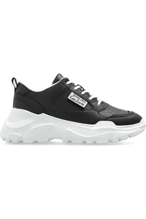 VERSACE Schoenen, Dames, Zwart, 37 EU, Leer, Sneakers met logo