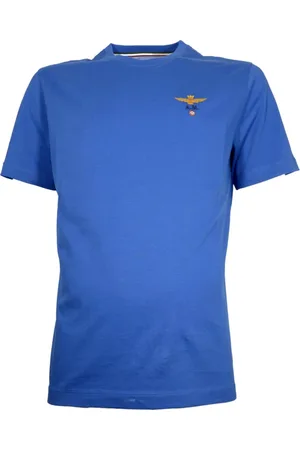 Aeronautica Militare Tops, Heren, Blauw, L, Katoen, Basis Katoen Ronde Hals T-shirt Blauw