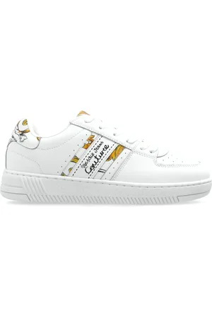 VERSACE Schoenen, Dames, Wit, 38 EU, Leer, Sneakers met barocco-print
