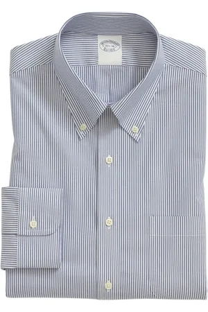Brooks Brothers Overhemden, Heren, Blauw, L, Katoen, Slim Fit Non-Iron Gestreept Pinpoint Overhemd Met Knopen