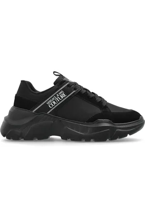 VERSACE Schoenen, Heren, Zwart, 44 EU, Leer, Sneakers met logo