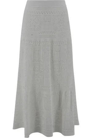 D.EXTERIOR Rokken, Dames, Wit, M, Patchwork Geborduurde Wijde Lange Rok