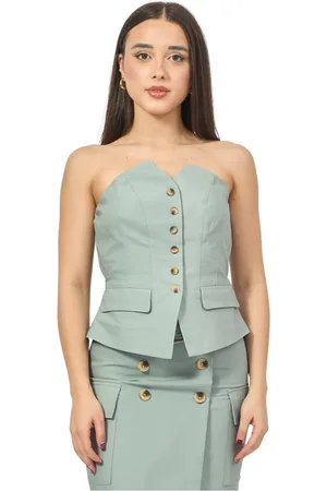 Fracomina Tops, Dames, Groen, XS, Katoen, Groene Top met Hartvormige Halslijn