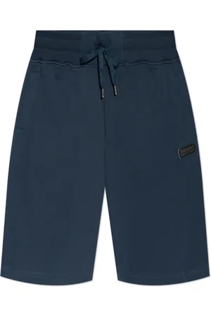 VERSACE Korte broeken, Heren, Blauw, S, Katoen, Shorts met logoplaatje