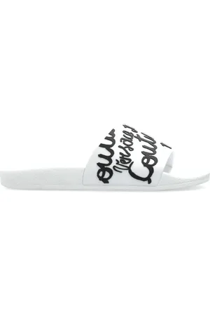 VERSACE Schoenen, Dames, Wit, 35 EU, Rubberen slippers met logo