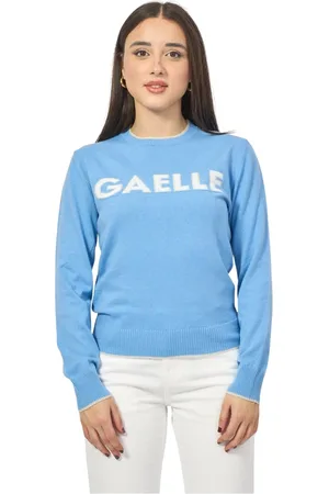 GAËLLE Truien, Dames, Blauw, S, Katoen, Heldere Blauwe Katoenen Trui Lange Mouw