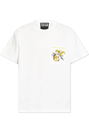 VERSACE Tops, Heren, Wit, XL, Katoen, T-shirt met zak