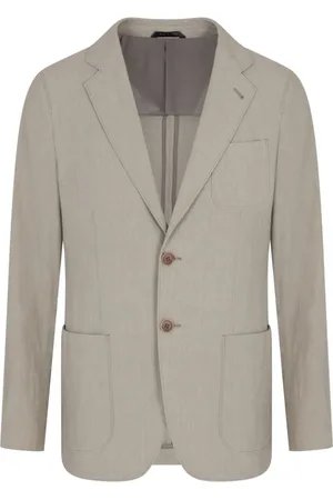 Giorgio Armani Jassen, Heren, Grijs, L, Duif Grijs Jas Amandel Beige Stijl