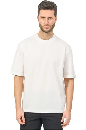 Armani Exchange Tops, Heren, Wit, L, Katoen, Witte T-shirt met opgerolde mouw