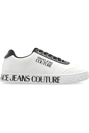 VERSACE Schoenen, Dames, Wit, 36 EU, Leer, Sneakers met logo