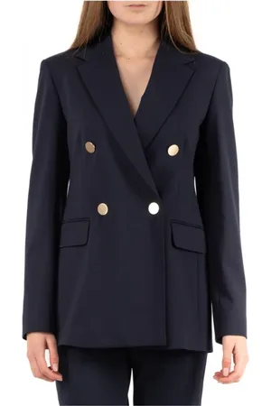 Max Mara Jassen, Dames, Blauw, S, Wol, Elegante Studio Jas