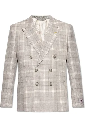 Etro Jassen, Heren, Grijs, M, Wol, Blazer met Ruitpatroon