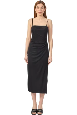 Armani Exchange Kleedjes, Dames, Zwart, S, Zwarte lange jurk met dunne bandjes